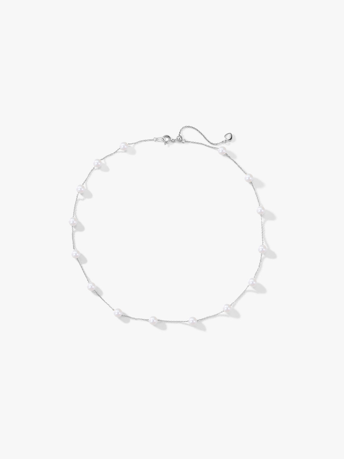 Silver Pearl Station Necklace