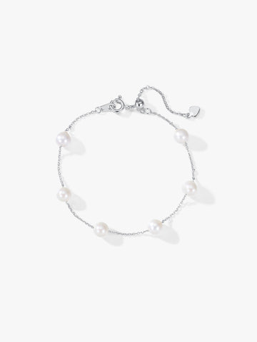 Silver Pearl Station Bracelet