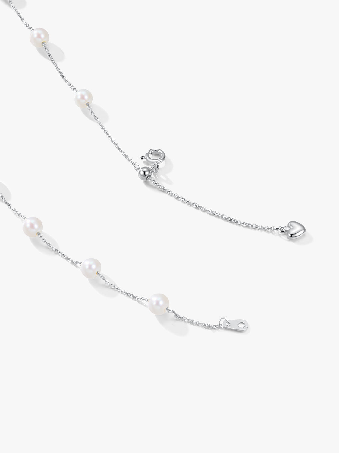 Silver Pearl Station Necklace