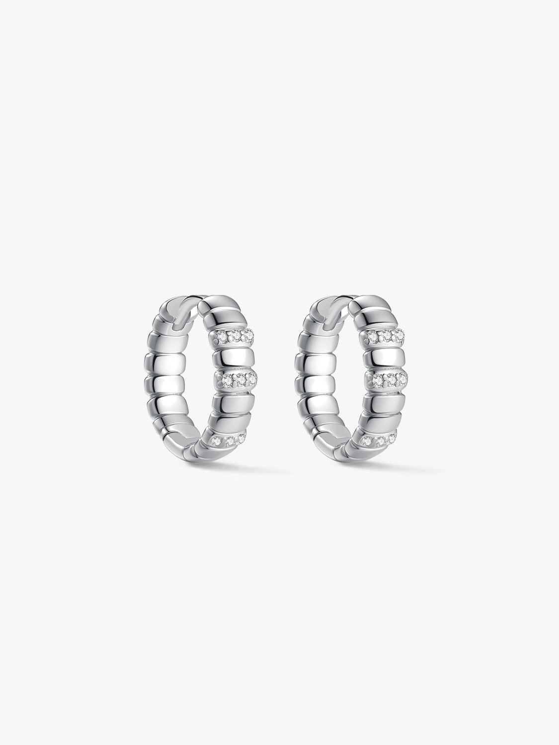Silver Fluted Hoops