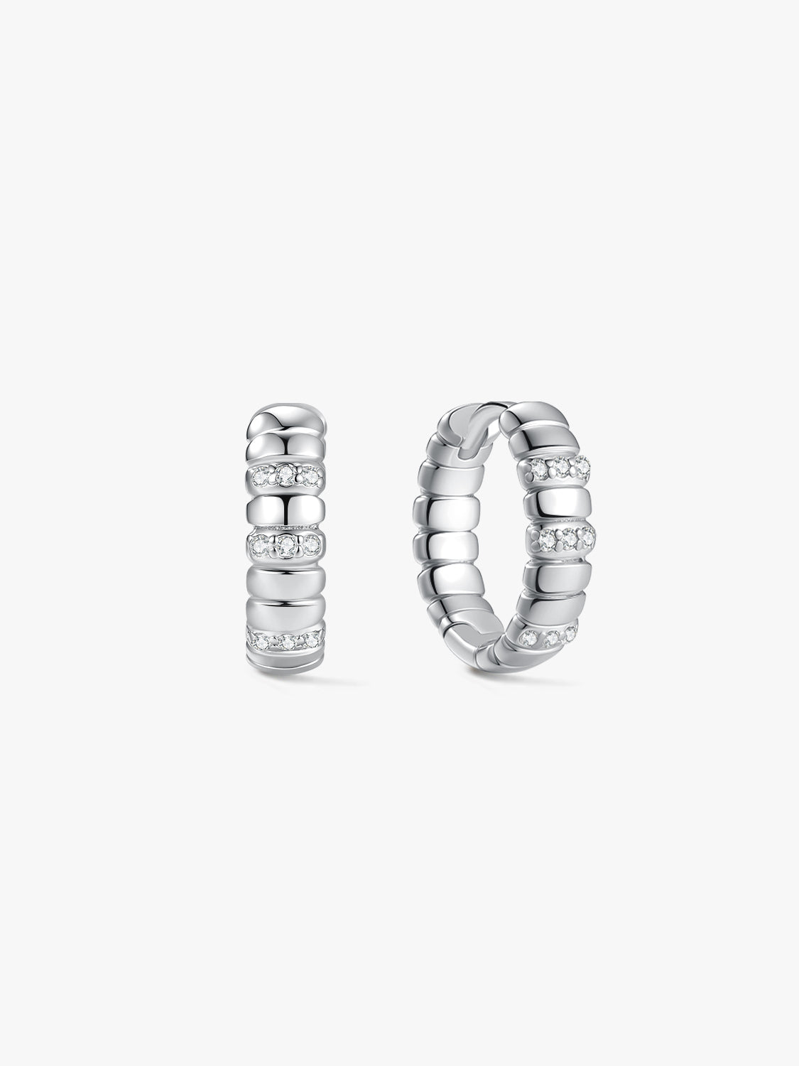 Silver Fluted Hoops