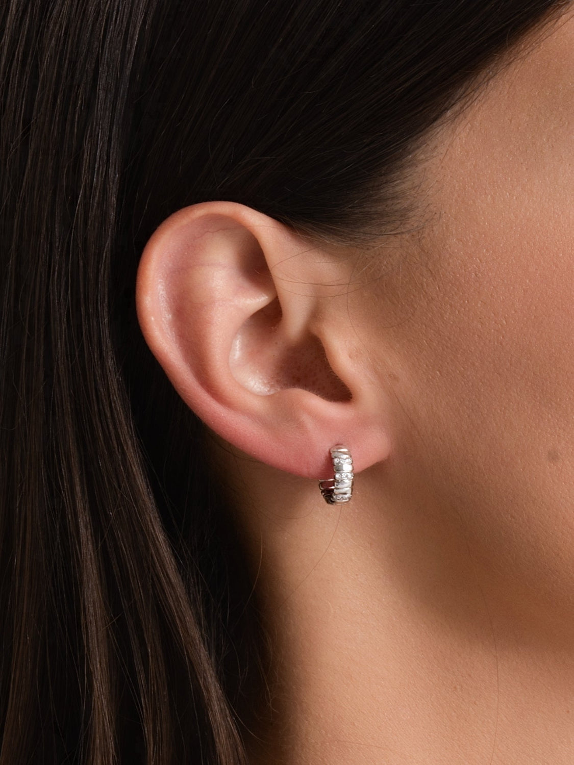 Silver Fluted Hoops