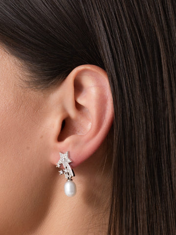 Silver Shooting Star Pearl Drops