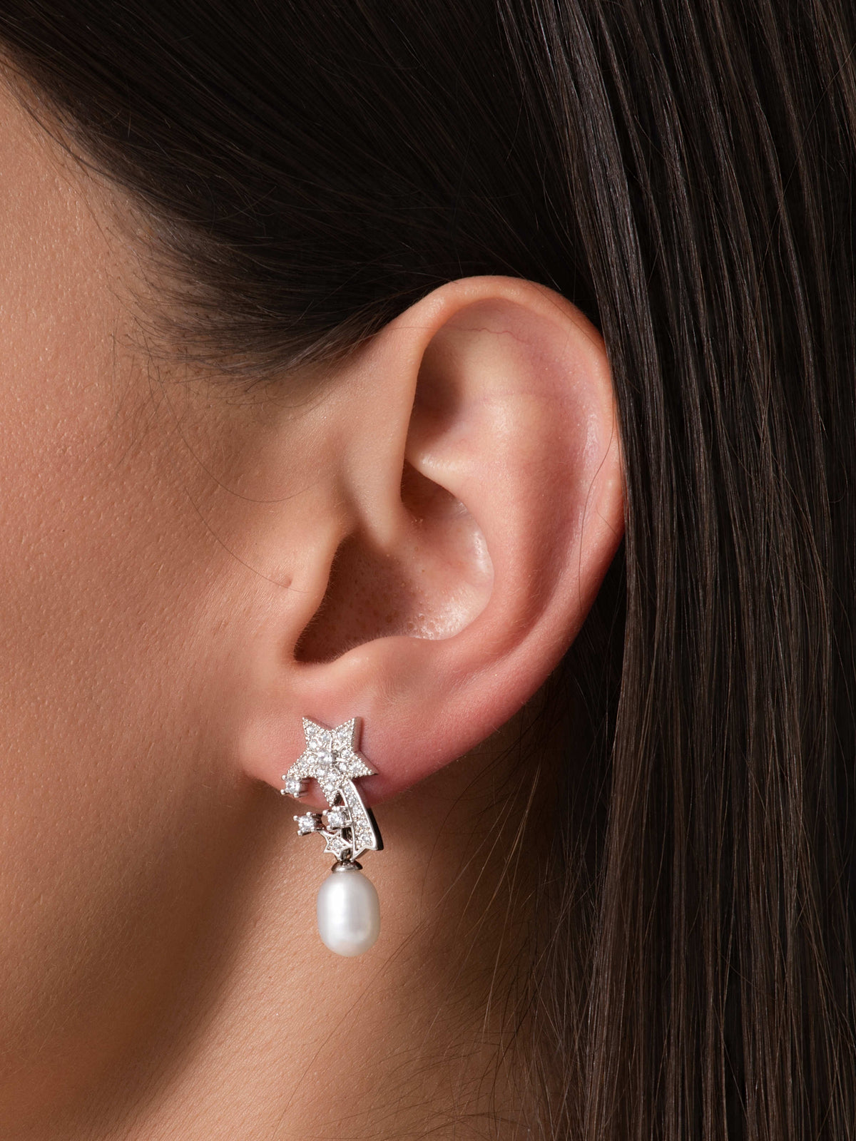 Silver Shooting Star Pearl Drops