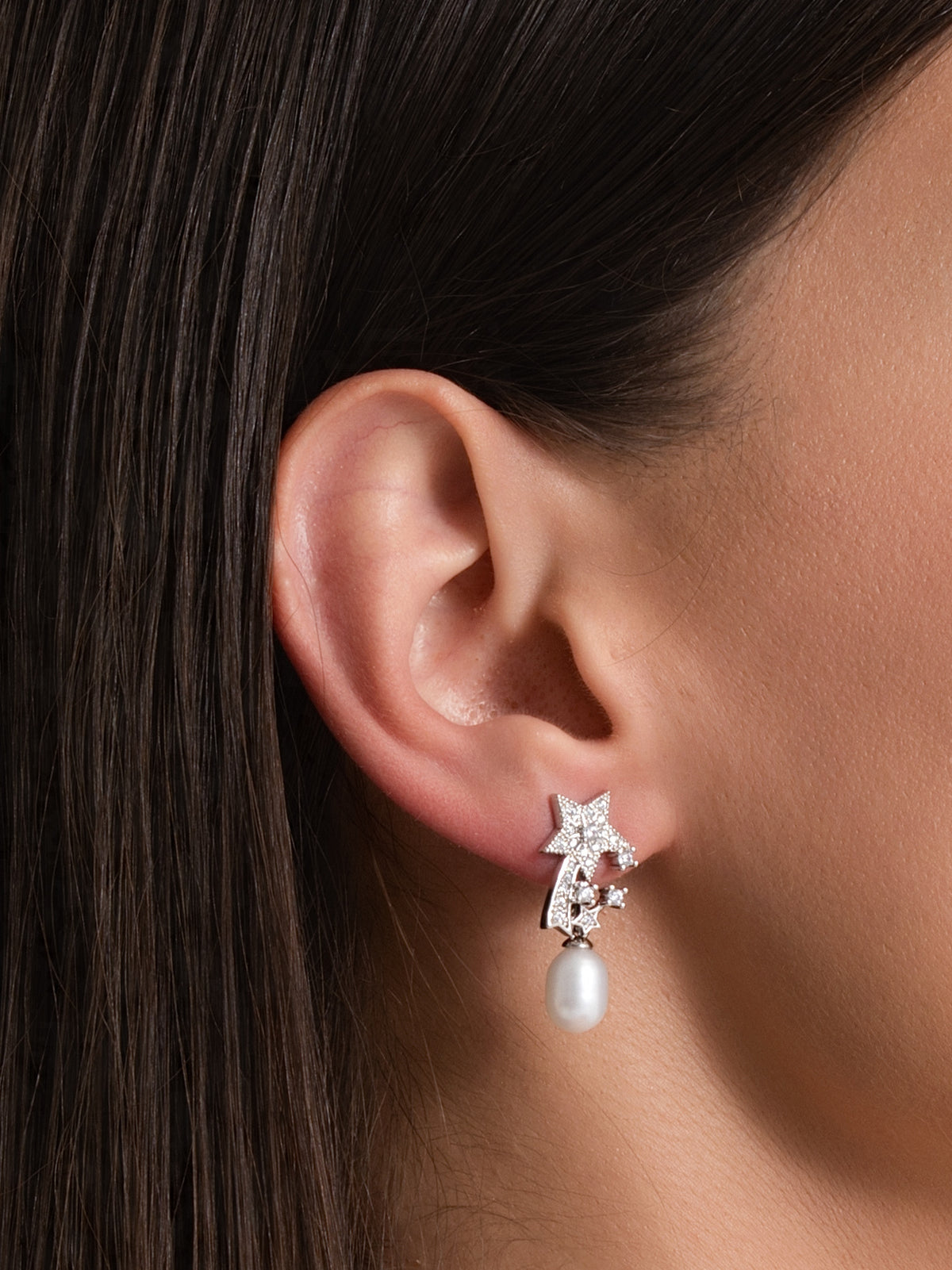 Silver Shooting Star Pearl Drops
